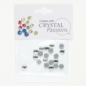 Flat back 1pkg4 crystal clear AB foil back, Crystal Passions&reg; rhinestone 5mm hotfix cushion