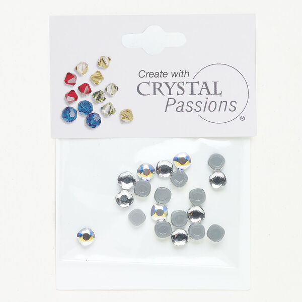 Flat back 1pkg4 crystal clear AB foil back, Crystal Passions&reg; rhinestone 5mm hotfix cushion image number 0