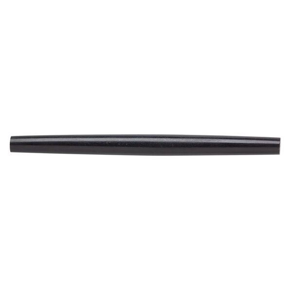 Bead, horn (dyed), black, 98x6mm-100x9mmmm hand-cut hairpipe, Mohs hardness 2-1/2. Sold per pkg of 12. image number 0