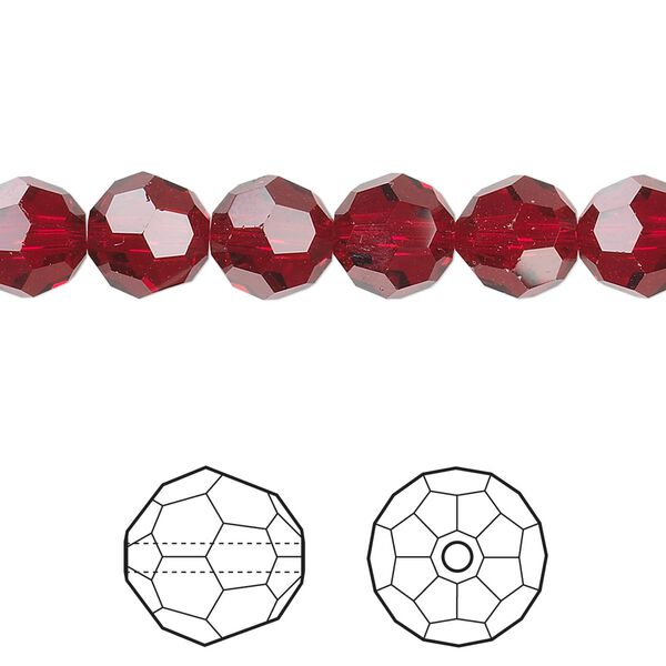 Bead 12pk Siam, Crystal Passions® 8mm round 5000 image number 0