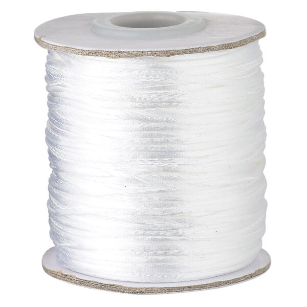 Cord, Satinique™, satin, white, 1mm mini. Sold per 200-foot spool. image number 0