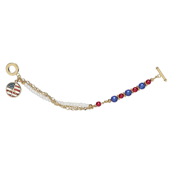 Bracelet, One of a Kind Jewelry, red / white / blue, 7 inches. Only one available. image number 0