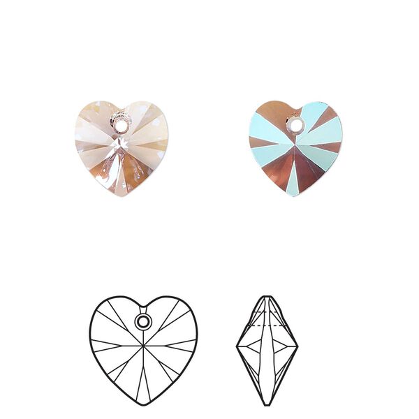 Drop 4pk light amethyst shimmer, Crystal Passions® 10mm pendant heart 6228 image number 0