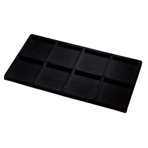 Tray insert, flocked velveteen, black, 14 x 7-3/4 x 1/2 inches with (8) 3-1/4 x 3-1/2 inch compartments. Sold per pkg of 2.