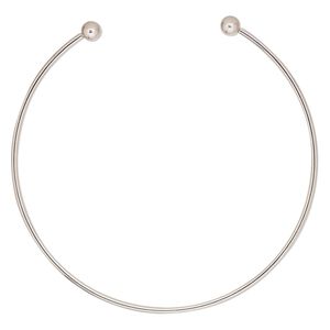 Neckwire, silver-plated steel, 2.5mm wide with 8mm ball end, 12 inches. Sold individually.