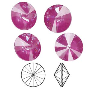 Chaton 4pk crystal orchid ignite LacquerPRO, Crystal Passions® 14mm rivoli 1122