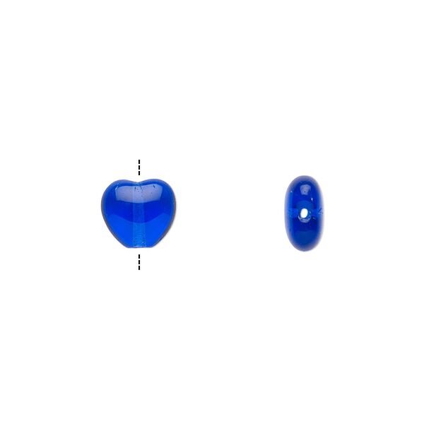 Bead, Czech pressed glass, cobalt, 8x7.5mm heart. Sold per 15-1/2" to 16" strand, approximately 50 beads. image number 0