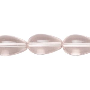 Bead, glass, translucent pink, 17x10mm teardrop. Sold per 13-inch strand, approximately 20 beads.