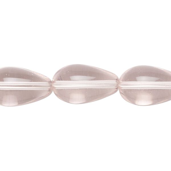 Bead, glass, translucent pink, 17x10mm teardrop. Sold per 13-inch strand, approximately 20 beads. image number 0