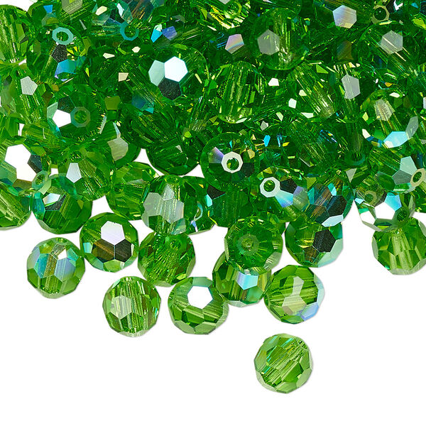 Bead 24pk peridot AB, Preciosa Czech crystal 6mm round image number 0