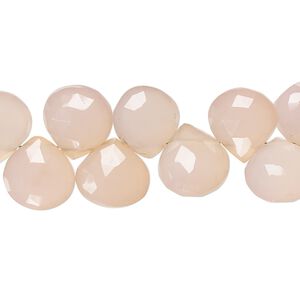 Pink chalcedony 1pkg1, hand-cut top-drilled faceted puffed teardrop bead 8 inch 9-10mm