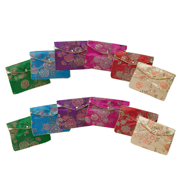 Pouch mix, rayon, mixed colors, 4-3/4 x 6-1/4 inch brocade. Sold per pkg of 12. image number 0