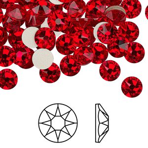 Flat back 144pk light Siam foil back, Crystal Passions® 6.32-6.5mm rose round SS30 2088