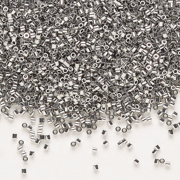 Seed bead, Delica®, glass, pkg/250g, #15 round, opaque palladium-plated (DBS-0038). image number 0