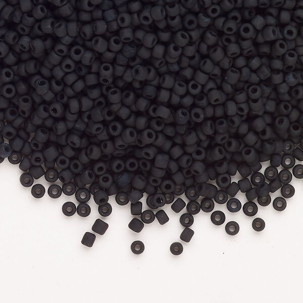 Seed bead, Dyna-Mites™, glass, pkg/1/2kg, #11 round, opaque matte black, (748MA 11/0 RR). image number 0