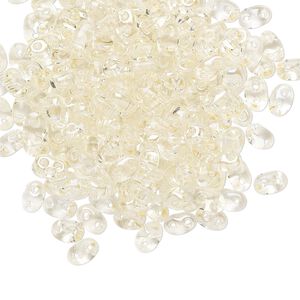 Seed bead, Preciosa Twin™ Czech glass, pkg/250g, 5x2.5mm oval, transparent blond flare clear, (20200).