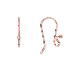Ear wire fishhook 1pkg20 antique copper-plated, 17mm / 2mm ball / open loop, 20 gauge copper 10 pair