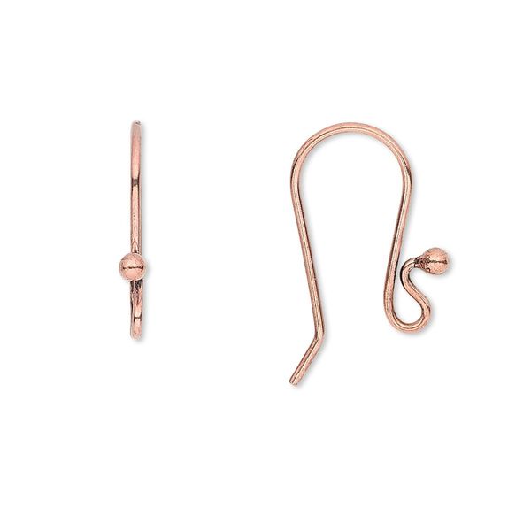 Ear wire fishhook 1pkg20 antique copper-plated, 17mm / 2mm ball / open loop, 20 gauge copper 10 pair image number 0
