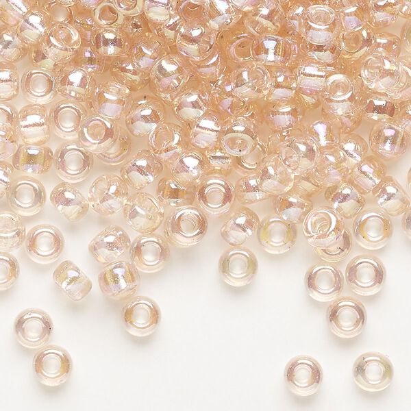 Seed bead, Miyuki, glass, pkg/250g, #6 rocaille, translucent rainbow pink mist (RR-292). image number 0