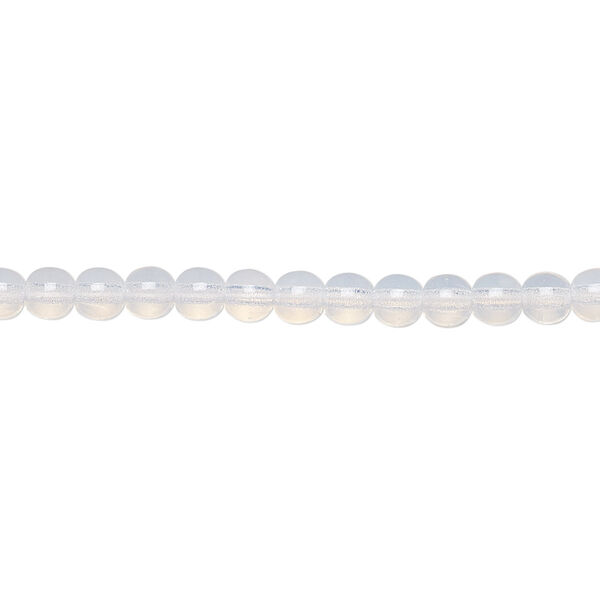 Bead, Preciosa, Czech glass druk, translucent white opal, 4mm round. Sold per 15-1/2" to 16" strand. image number 0