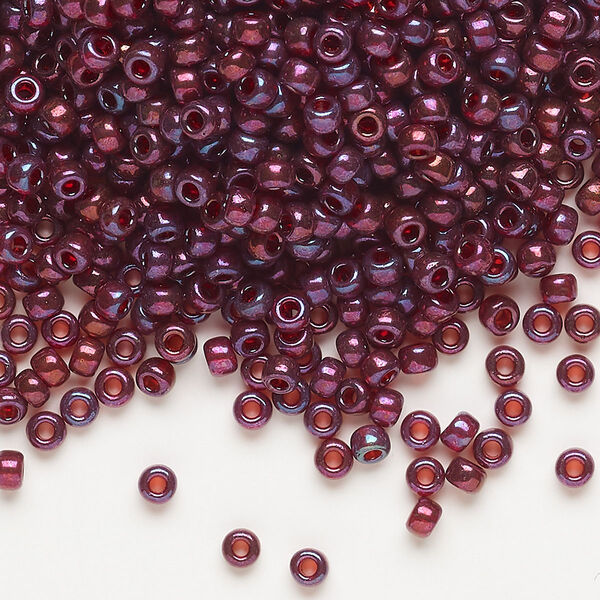 Seed bead, Miyuki, glass, pkg/50g, #8 rocaille, translucent gold luster cranberry (RR-313). image number 0