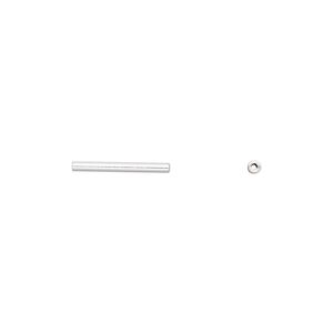 Bead, sterling silver, 12x1.5mm tube. Sold per 1/4 troy ounce pkg, approximately 50 beads.