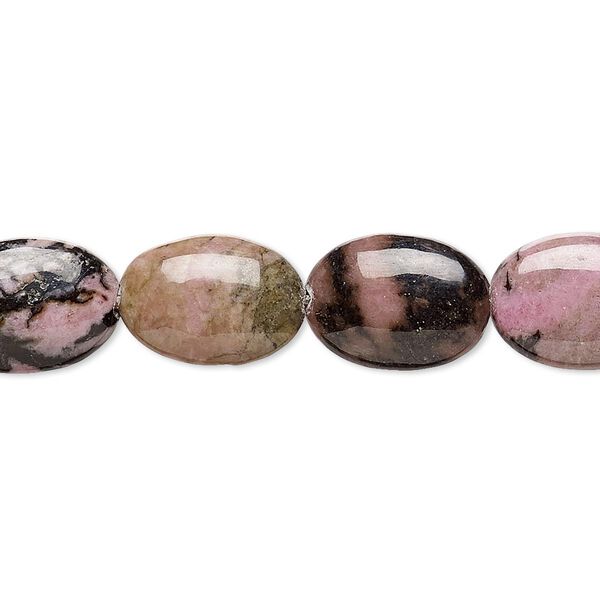 Bead, rhodonite (natural), 14x10mm puffed oval, B grade, Mohs hardness 5-1/2 to 6-1/2. Sold per 15-1/2" to 16" strand. image number 0
