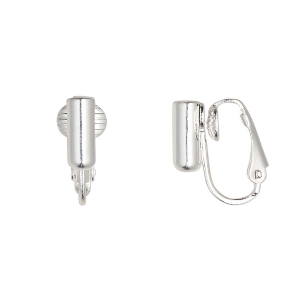 Ear wire 1pkg10, earclip converter, gold-plated brass / silicone, 16mm fishhook with 10mm barrel, fits up to 20 gauge earstud, 5 pair image number 0