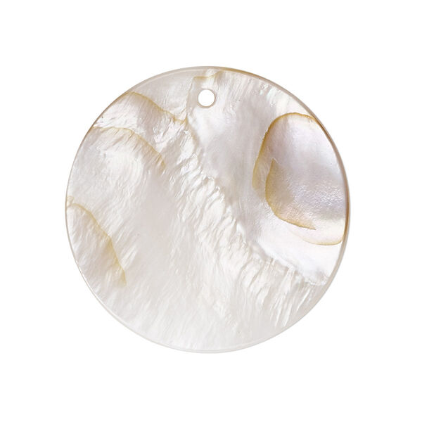 Focal, freshwater pearl shell (bleached), 32mm flat round, Mohs hardness 3-1/2. Sold per pkg of 2. image number 0