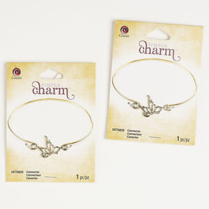 Connector, 1pkg2, antique gold-finished brass, 29x17mm butterfly.