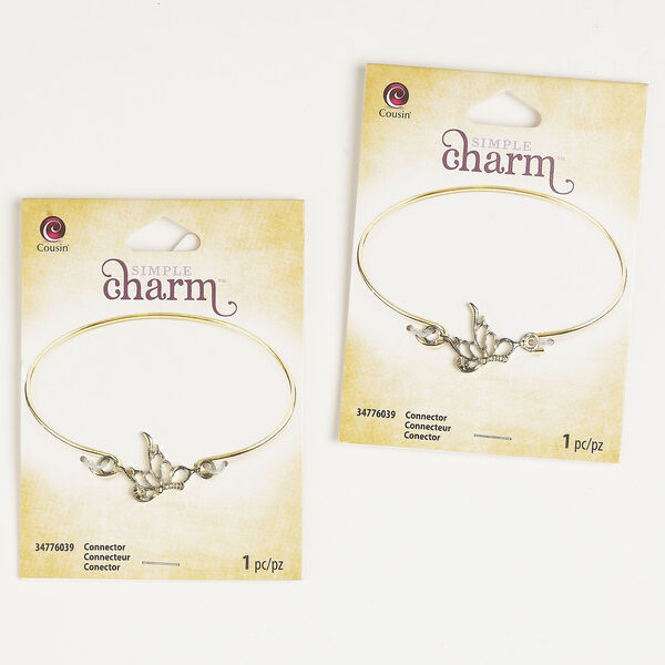 Connector, 1pkg2, antique gold-finished brass, 29x17mm butterfly. image number 0