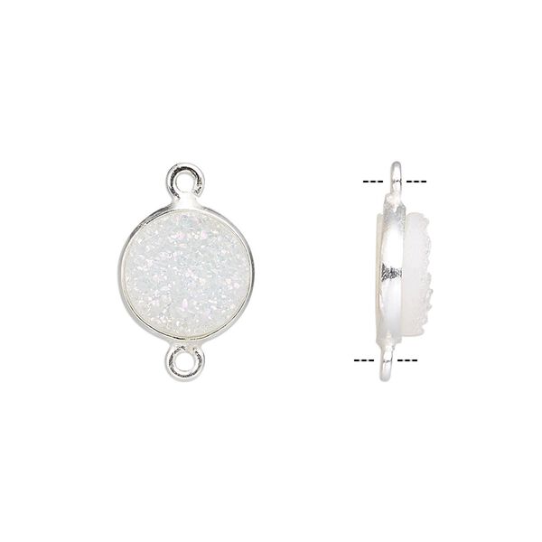 Druzy agate / sterling silver 1pkg1, electrocoated hand-cut flat round link 11mm image number 0