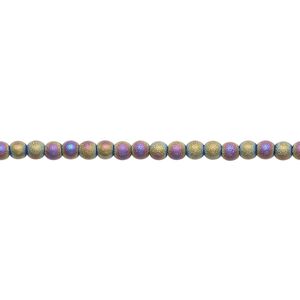 Bead, glass, translucent matte multicolored iris, 2.5mm round. Sold per 15-1/2 to 16-inch strand.