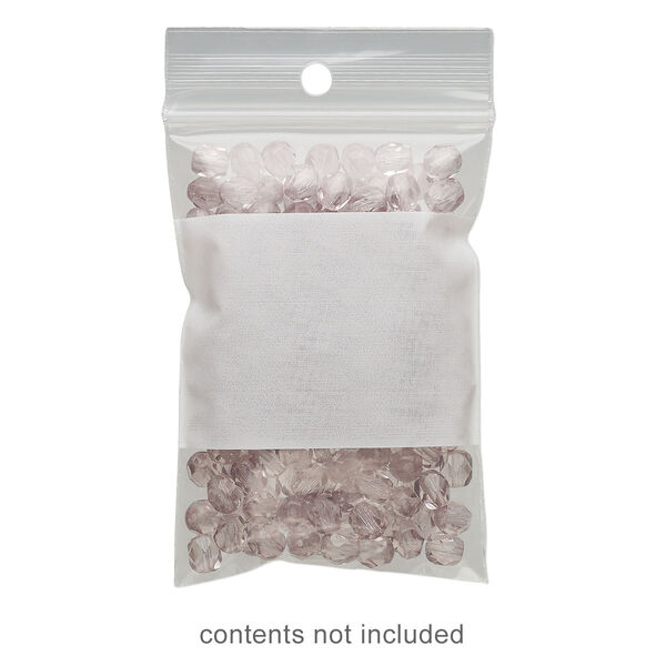Bag, Tite-Lip™, plastic, clear and white, 2x3-inch top zip with block and hole. Sold per pkg of 1,000. image number 0
