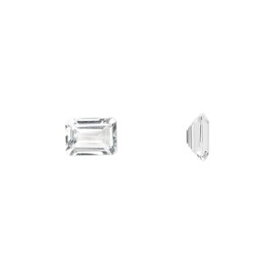 White topaz 1pkg1, hand-cut faceted emerald-cut gem natural 7x5mm