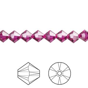 Bead 24pk fuchsia, Crystal Passions® 6mm bicone 5328