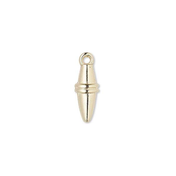 Drop, gold-coated plastic, 15x6mm double cone. Sold per pkg of 6. image number 0