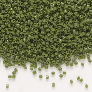 Seed bead, Delica®, glass, pkg/50g, #11 round, opaque avocado (DB-1135).