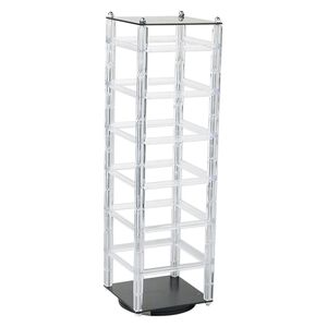 Display, earring, acrylic, clear and black, 18x5x5-inch revolving square. Sold individually.