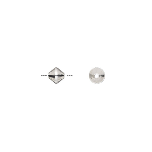 Bead, sterling silver, 5mm smooth bicone. Sold per pkg of 2. image number 0