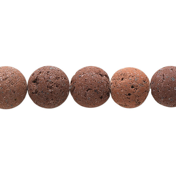 Bead, lava rock (natural), red, 10mm round, B grade, Mohs hardness 3 to 3-1/2. Sold per 15-1/2" to 16" strand. image number 0