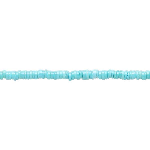 Bead, sleeping beauty turquoise (natural), 2.5 x 0.5mm-2.5 x 1mm heishi, A- grade, Mohs hardness 5-6. Sold per 15-1/2" to 16" strand. image number 0