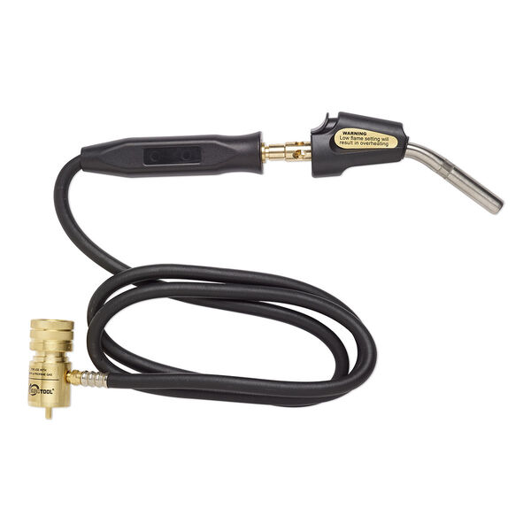 Torch hose set, EUROTOOL® HANDY Flame II™, steel / rubber / brass, black, 5-feet long with regulator and handpiece. Sold per set. image number 0