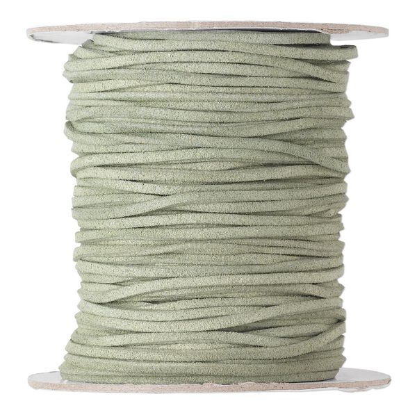 Cord, faux suede lace, olive-brown, 3mm. Sold per 100-yard spool. image number 0