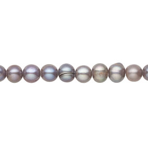 Freshwater pearl 1pkg1, semi-round, 15 inch lilac 5-6mm cultured