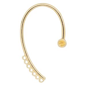 Earring ear wrap 1pkg2, 54x31mm / left and right / 7 closed loop / SS19 chaton setting, gold-finished brass 1 pair