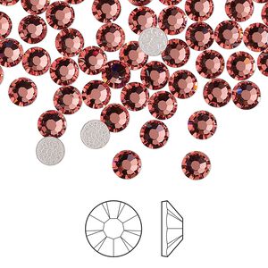 Flat back 1440pk rose peach foil back, Preciosa MAXIMA Czech crystal hotfix rhinestone 4.6-4.8mm chaton rose round SS20