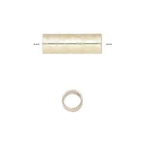 Bead, gold-finished steel, 18.5x6mm round tube with damask design. Sold per pkg of 10.