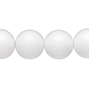 Bead, white mountain "jade" (dolomite marble) (natural), 14mm round, B grade, Mohs hardness 3. Sold per 15-1/2" to 16" strand.