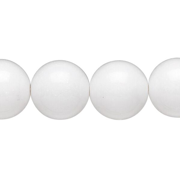 Bead, white mountain "jade" (dolomite marble) (natural), 14mm round, B grade, Mohs hardness 3. Sold per 15-1/2" to 16" strand. image number 0
